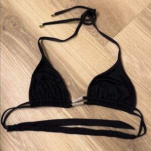 Beach Bunny Black Bikini Top Embellished Accent